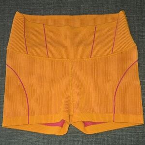 OffLine Orange And Green High Waist Women's Shorts